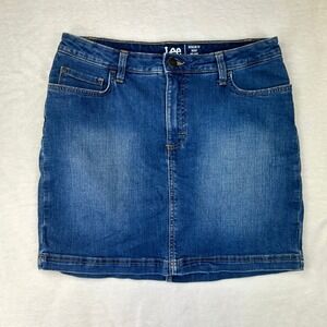 Lee Denim Skort Womens Regular Fit 12 M Blue Mid Rise Mini Skirt Stretch Cotton